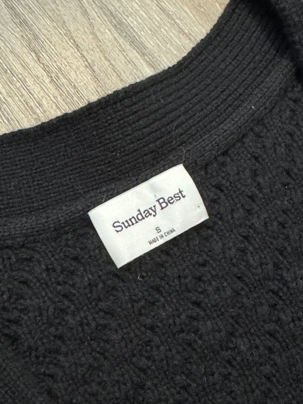 Sunday Best Aritzia Merino Wool Blend Cable Knit Cardigan Black Button Front Swe - Picture 2 of 7